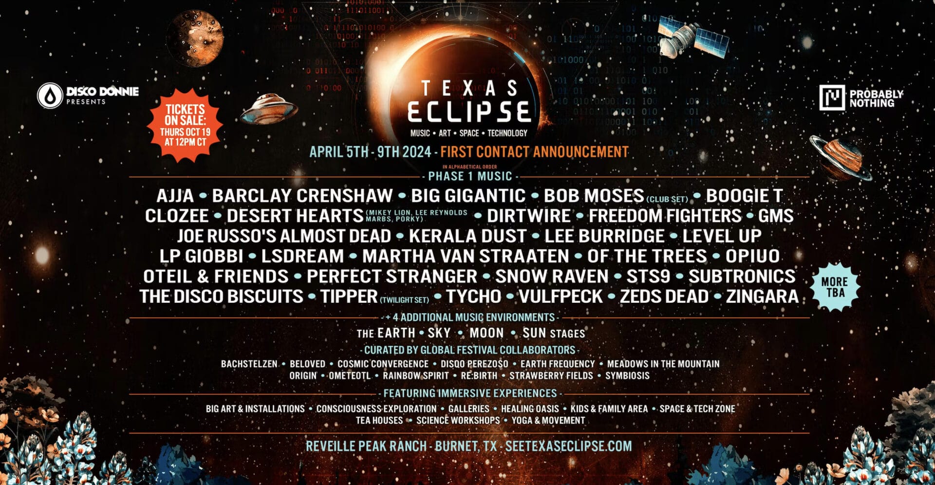 Texas Eclipse 2024 Shines a Light on First Round of Programming: Joe Russo’s Almost Dead, Vulfpeck, Tipper, Oteil & Friends and More